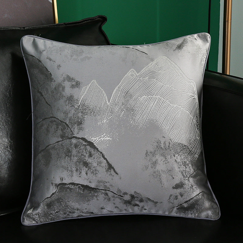 HKM-374035 Simple Modern Geometric Silk and Satin Throw Pillow Cover - 45x45cm