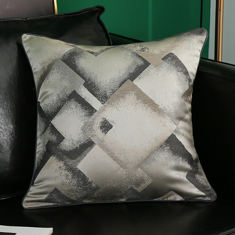 HKM-374035 Simple Modern Geometric Silk and Satin Throw Pillow Cover - 45x45cm