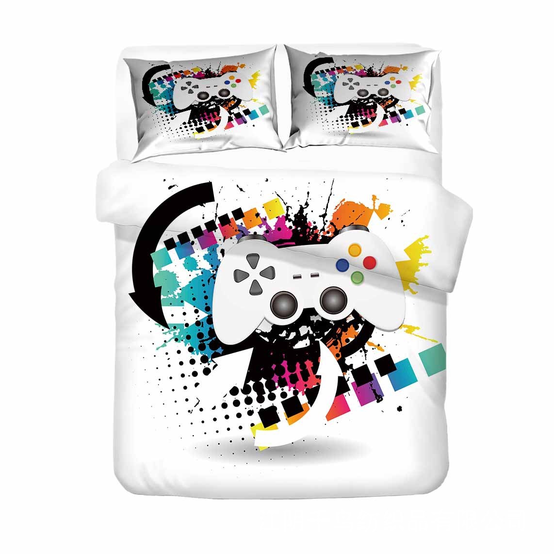 HKM-374227 Digital Printed Gamepad Bedding Set - Personalized Quilted Cover with Pillowcases in Various Sizes