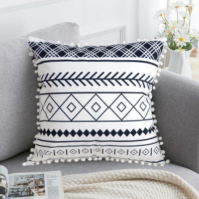 HKM-374291 Elegant Bohemian Throw Pillow - Light Gray, Black, and Silver Options, 30x50cm & 45x45cm Sizes