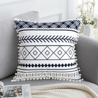 HKM-374291 Elegant Bohemian Throw Pillow - Light Gray, Black, and Silver Options, 30x50cm & 45x45cm Sizes