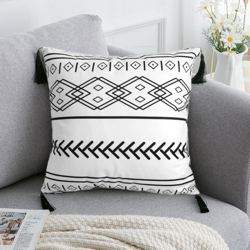 HKM-374291 Elegant Bohemian Throw Pillow - Light Gray, Black, and Silver Options, 30x50cm & 45x45cm Sizes