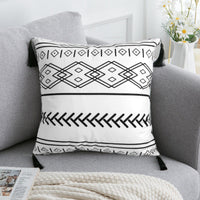 HKM-374291 Elegant Bohemian Throw Pillow - Light Gray, Black, and Silver Options, 30x50cm & 45x45cm Sizes