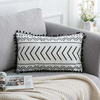 HKM-374291 Elegant Bohemian Throw Pillow - Light Gray, Black, and Silver Options, 30x50cm & 45x45cm Sizes