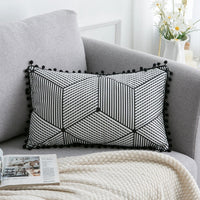 HKM-374291 Elegant Bohemian Throw Pillow - Light Gray, Black, and Silver Options, 30x50cm & 45x45cm Sizes