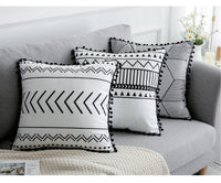 HKM-374291 Elegant Bohemian Throw Pillow - Light Gray, Black, and Silver Options, 30x50cm & 45x45cm Sizes