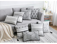 HKM-374291 Elegant Bohemian Throw Pillow - Light Gray, Black, and Silver Options, 30x50cm & 45x45cm Sizes