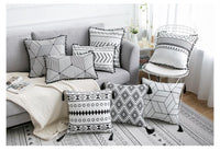 HKM-374291 Elegant Bohemian Throw Pillow - Light Gray, Black, and Silver Options, 30x50cm & 45x45cm Sizes