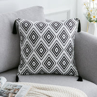 HKM-374291 Elegant Bohemian Throw Pillow - Light Gray, Black, and Silver Options, 30x50cm & 45x45cm Sizes