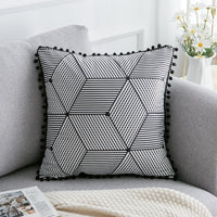 HKM-374291 Elegant Bohemian Throw Pillow - Light Gray, Black, and Silver Options, 30x50cm & 45x45cm Sizes