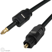 HKM-374291 Mini Toslink Optical Audio Cable - 3.5mm 24K Gold-Plated Fiber Optic Connection (Multiple Lengths Available)