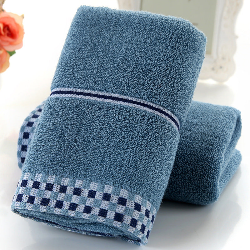 HKM-374483 Ultra-Soft Pure Cotton Facial Towel, Quick-Dry Absorbent, Houndstooth Design, 35x75 cm