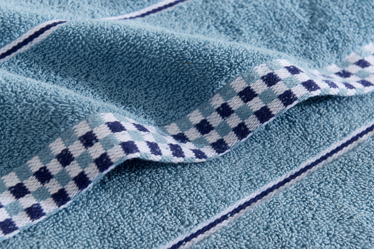 HKM-374483 Ultra-Soft Pure Cotton Facial Towel, Quick-Dry Absorbent, Houndstooth Design, 35x75 cm