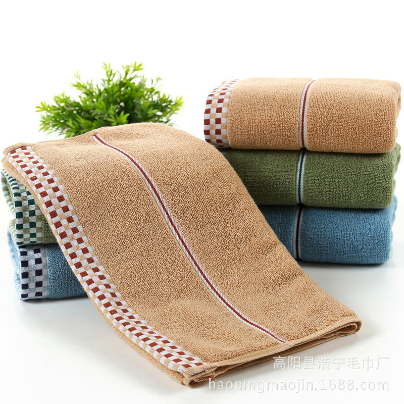 HKM-374483 Ultra-Soft Pure Cotton Facial Towel, Quick-Dry Absorbent, Houndstooth Design, 35x75 cm