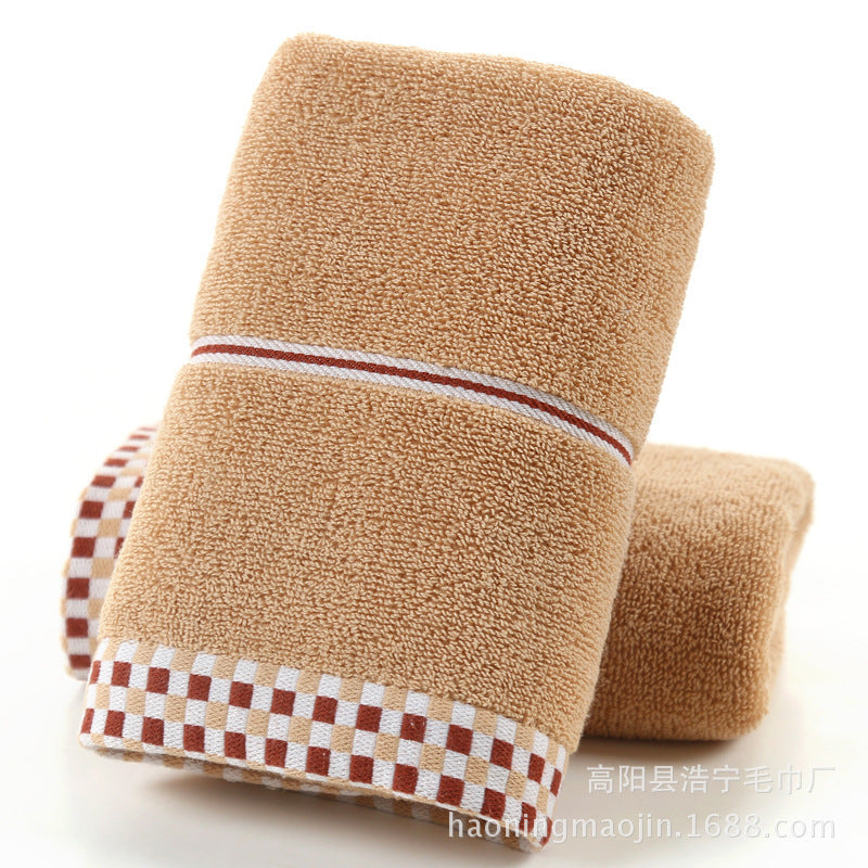 HKM-374483 Ultra-Soft Pure Cotton Facial Towel, Quick-Dry Absorbent, Houndstooth Design, 35x75 cm