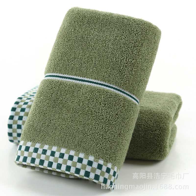 HKM-374483 Ultra-Soft Pure Cotton Facial Towel, Quick-Dry Absorbent, Houndstooth Design, 35x75 cm