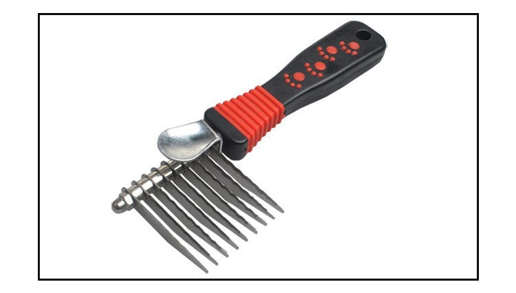HKM-374611 Pet Knot Comb for Dog Hair Removal, Stainless Steel & Plastic, Red, 18 x 4.5 cm
