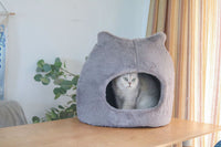 HKM-374867 Cozy Removable Cat Bed with Ears - Warm and Washable Semi-Closed Design for All Seasons