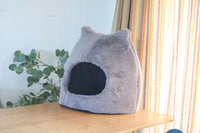 HKM-374867 Cozy Removable Cat Bed with Ears - Warm and Washable Semi-Closed Design for All Seasons