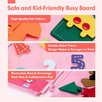 HKM-374867 Pink Unicorn Montessori Busy Board for Toddlers - Educational Silicone Sensory Toy
