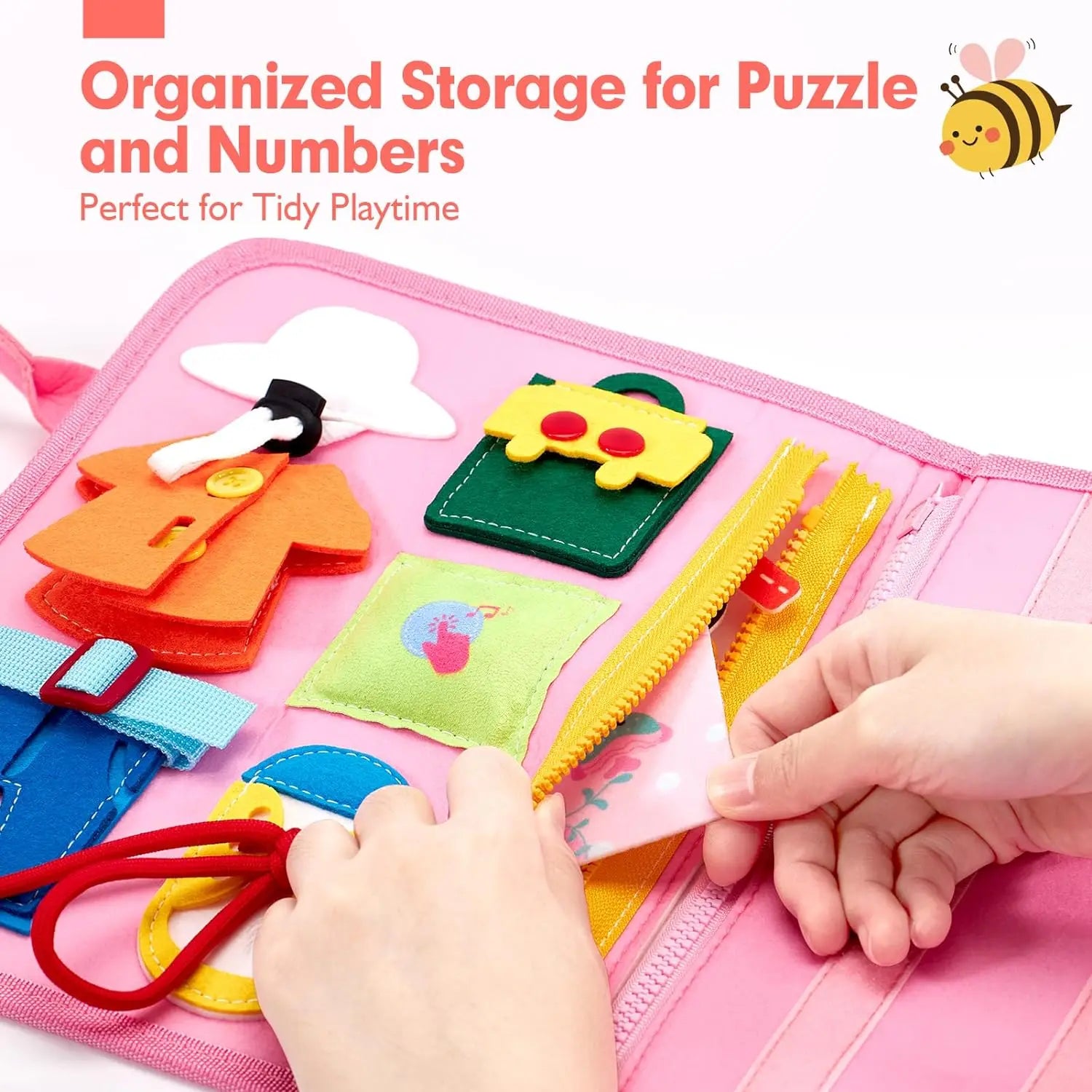 HKM-374867 Pink Unicorn Montessori Busy Board for Toddlers - Educational Silicone Sensory Toy