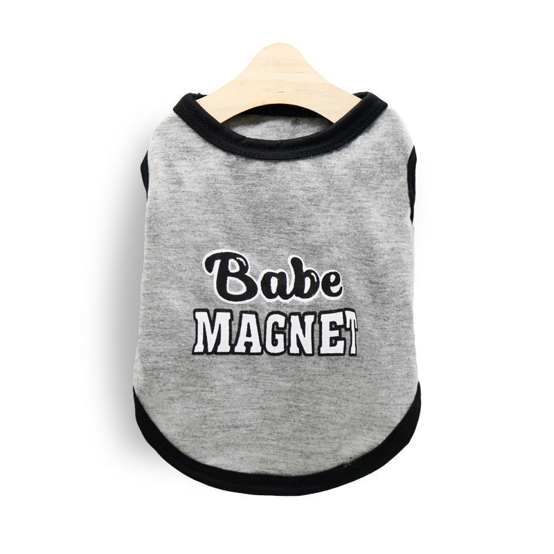 HKM-374931 Stylish Gray Cotton Dog Vest with Black Edging for All Sizes
