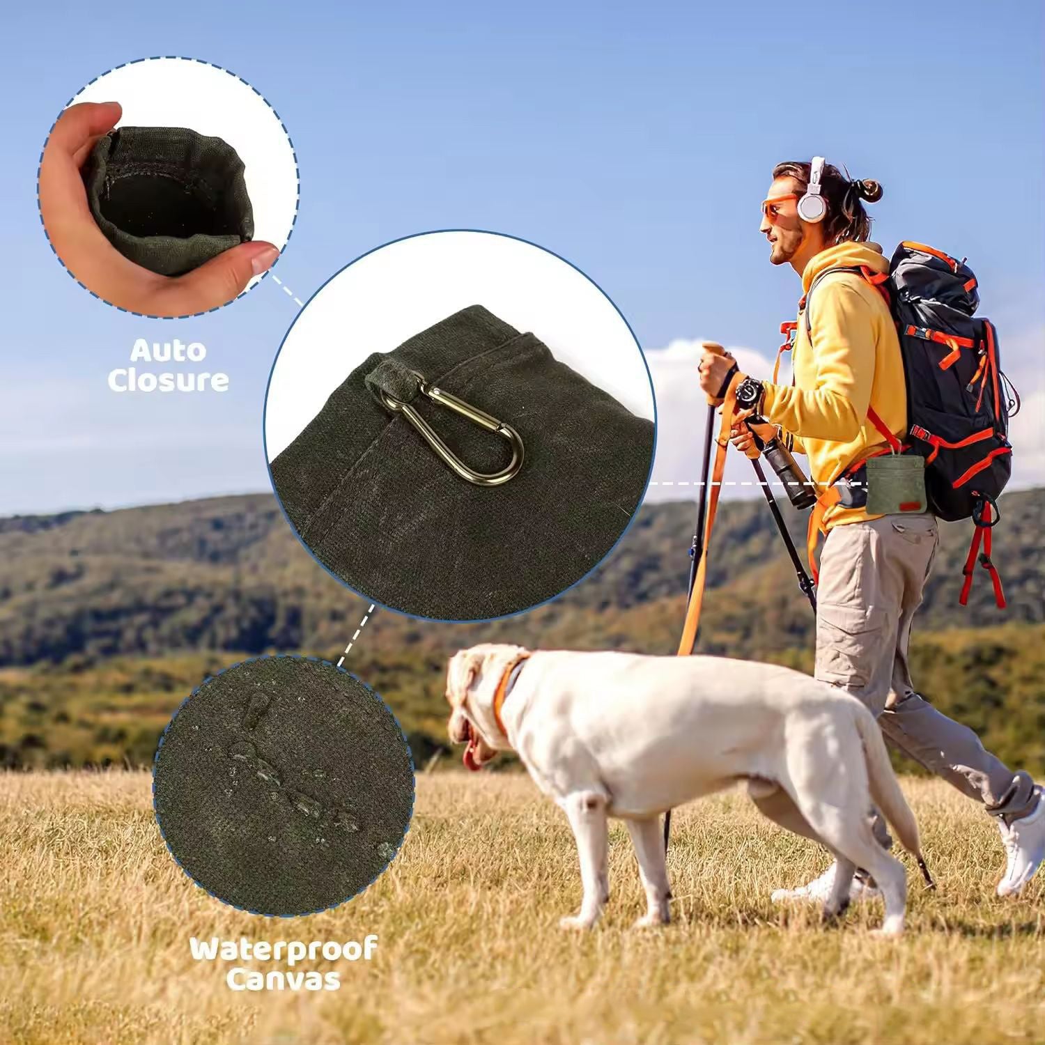 HKM-375251 Pet Snack Bag for Training Dogs - Durable Waxed Canvas in Multiple Colors