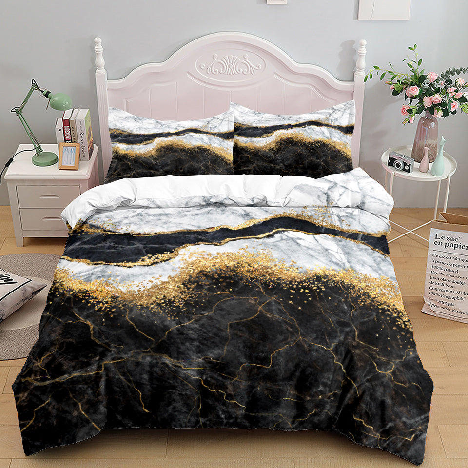 HKM-375379 Floral Landscape Bedding Set - 3 Piece Quilt Cover with Pillowcase Options