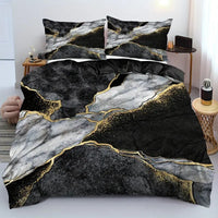 HKM-375379 Floral Landscape Bedding Set - 3 Piece Quilt Cover with Pillowcase Options