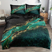 HKM-375379 Floral Landscape Bedding Set - 3 Piece Quilt Cover with Pillowcase Options