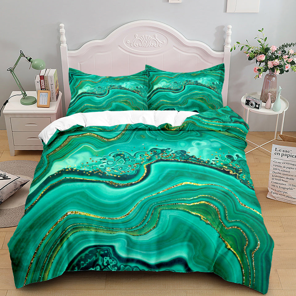 HKM-375379 Floral Landscape Bedding Set - 3 Piece Quilt Cover with Pillowcase Options