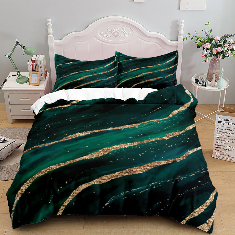 HKM-375379 Floral Landscape Bedding Set - 3 Piece Quilt Cover with Pillowcase Options