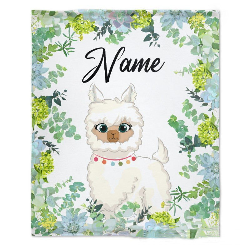 HKM-375379 Personalized Flannel Milestone Blanket with Cute Animal Designs in Multiple Sizes