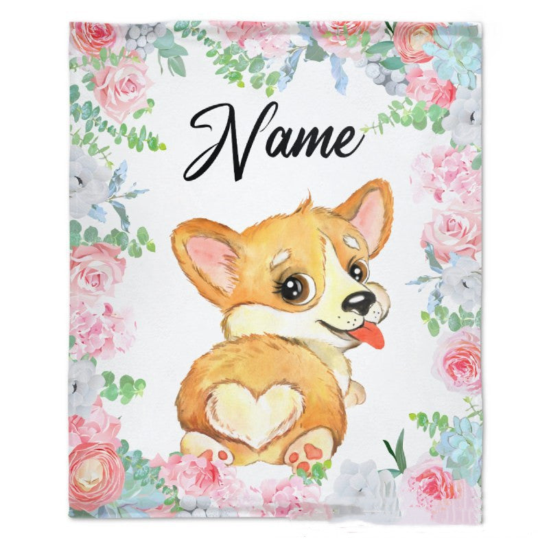 HKM-375379 Personalized Flannel Milestone Blanket with Cute Animal Designs in Multiple Sizes