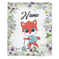 HKM-375379 Personalized Flannel Milestone Blanket with Cute Animal Designs in Multiple Sizes
