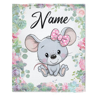 HKM-375379 Personalized Flannel Milestone Blanket with Cute Animal Designs in Multiple Sizes
