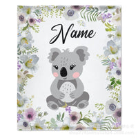 HKM-375379 Personalized Flannel Milestone Blanket with Cute Animal Designs in Multiple Sizes
