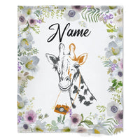 HKM-375379 Personalized Flannel Milestone Blanket with Cute Animal Designs in Multiple Sizes