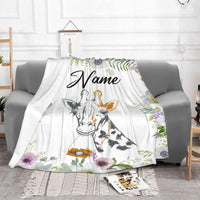 HKM-375379 Personalized Flannel Milestone Blanket with Cute Animal Designs in Multiple Sizes