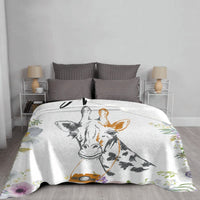 HKM-375379 Personalized Flannel Milestone Blanket with Cute Animal Designs in Multiple Sizes
