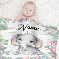 HKM-375379 Personalized Flannel Milestone Blanket with Cute Animal Designs in Multiple Sizes
