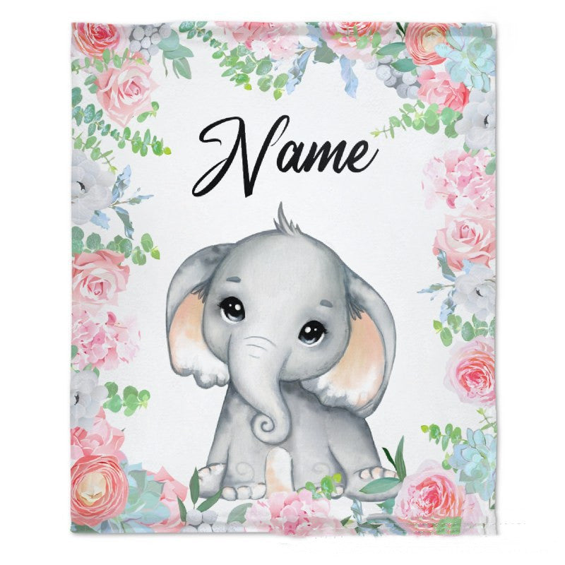 HKM-375379 Personalized Flannel Milestone Blanket with Cute Animal Designs in Multiple Sizes