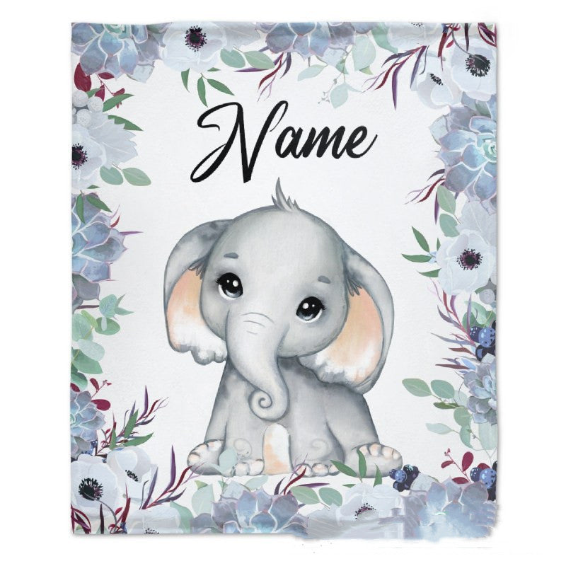 HKM-375379 Personalized Flannel Milestone Blanket with Cute Animal Designs in Multiple Sizes