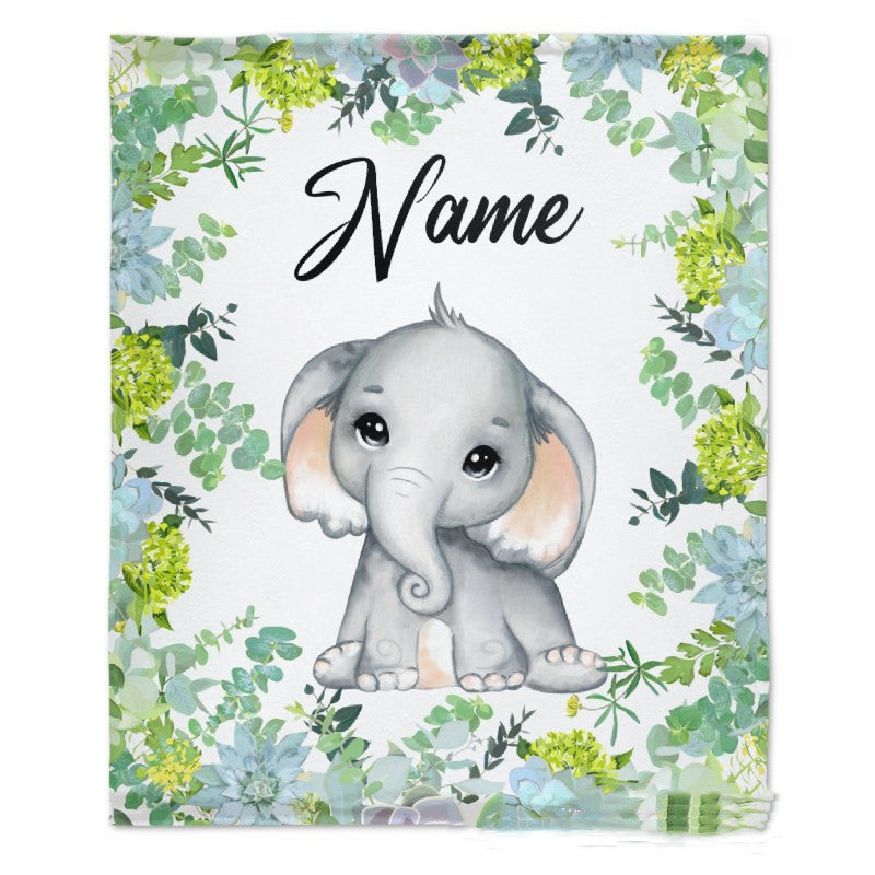 HKM-375379 Personalized Flannel Milestone Blanket with Cute Animal Designs in Multiple Sizes
