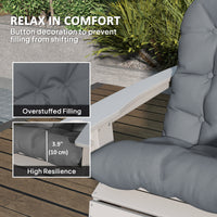 HKM-375443 Gray Tufted High Back Patio Chair Cushions Set of 2 with Non-Slip Ties and Spill-Resistant Fabric