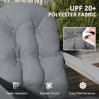 HKM-375443 Gray Tufted High Back Patio Chair Cushions Set of 2 with Non-Slip Ties and Spill-Resistant Fabric