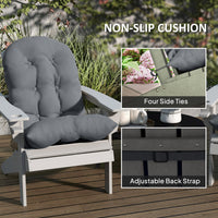 HKM-375443 Gray Tufted High Back Patio Chair Cushions Set of 2 with Non-Slip Ties and Spill-Resistant Fabric