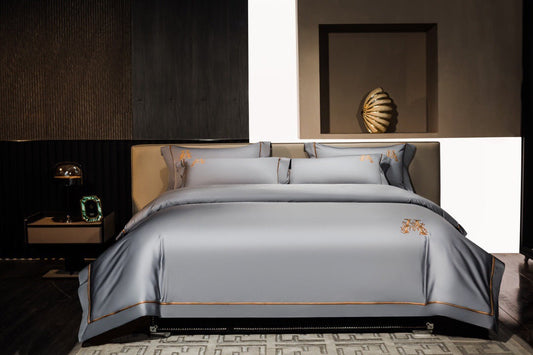 HKM-375827 Cotton Embroidery Four-Piece Bed Sheet Set in Various Sizes