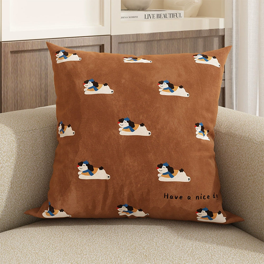 HKM-376019 Cute Dog Pillowcase Cushion Cover 45x45cm for Home Decoration, Sofa, Car, and Office