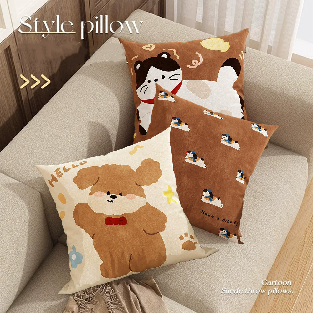 HKM-376019 Cute Dog Pillowcase Cushion Cover 45x45cm for Home Decoration, Sofa, Car, and Office